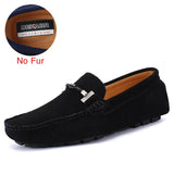 Handmade Men Loafers Luxury Genuine Leather Casual Shoes Comfortable Soft Driving Shoes Warm Fur Plus Office