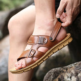 Leather Sandals Summer New Men's Leather Sandals Men's Outdoor Casual Men's Beach Shoes Soft Bottom Non-slip