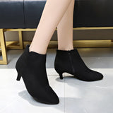 Breakj Women's Shoes 2023 Autumn Velvet Fine-Heeled Short Boots Women Wish New Large-Size Shoes Martin