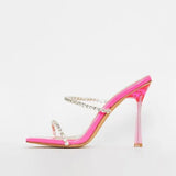 Women's Crystal Slippers Woman Transparent High Heels Women Open Toe Pumps Ladies Rhinestone Female Shoes Plus Size