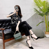 Summer New One-Word Buckle Single Shoes Women's Fashion Suede Pointed High Heels French Design Cool