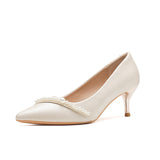 Adult High Heels 2025 New Niche Bridesmaids Shoes Pearl Fine And Brides Wedding