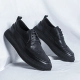 Breakj And Autumn New Leather Shoes Men Korean Version Of The Trend Rock Carved Men's Shoes Versatile Casual Formal Single Shoes