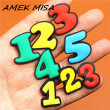 PVC Two Digital Fonts Shoe Charms Shoes Accessories Croc Shoe Buckle Decorations Shoe Ormaments fit JIBZ Party Kid's