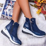 Size Warm Plush Winter Botas Chunky Sneakers Ankle Boots Women Shoes Ladys Zipper Buckle Thick Sole Platform Zapatos