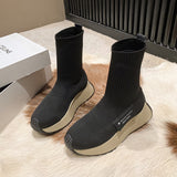 Women Ankle Boots Sock Boots Slip on High Heeled Platform Boots Botas De Mujer Platform Boots Women
