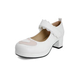 Women Kawaii Platform Mary Janes Lolita Shoes Girls Round Toe Heart Block Chunky Heel Gothic Cosplay Flora Lace Velcro