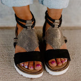 Women Sandals Leopard Wedge Heels Sandals Soft Bottom Platform Sandals For Summer Shoes Women Wedges Chaussure Femme Plus