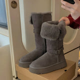 Breakj With Thick-Sleet Hair Edge To Keep Warm Cotton Shoes In The Long-Singed Snow Boots Women Winter