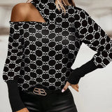 Sexy Off Shoulder Long Sleeve Tee Shirt Round Neck Spring Autumn Lady Hot Deals Tops Fashion Love Printing Women Clothing