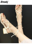 Sandals Women's 2023 Summer New Fashion Flat Open Toe Cross Tie Shoes Casual Elegant Dress Lace Up Beach Gladiator