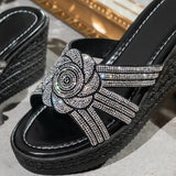 Breakj Slipper Female Summer 2024 New Diamond Thick Bottom Fashion High Heel Cool Drag Women's