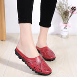 Breakj Summer Cowhaired Half-Slippers Women Fashion Wear Net Red Flat Bottom Without A Back-And-Out Woman Cool