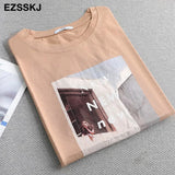 cotton t-shirt women's summer ins short-sleeved 2021 new sanding bottoming shirt loose printed t-shirt