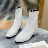 Breakj Version Of The British Wind Plus Short Sleeker Boots Woman's Head Thick And Side Zipper Round Head Martin Boots
