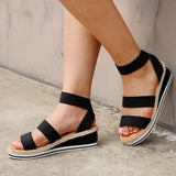 Women Shoes 2020 Ladies Hemp Casual Summer Slip on Strap Cross Cool Girls Woman Wedges Platform Candy Color Plus Size