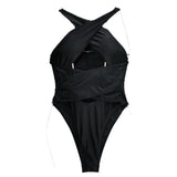 Pure Black Cross-Sectional Sexy Swimsuit Women 2025 New Sleeveless
