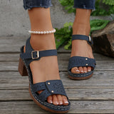 Breakj Retro Casual Roman Style Round-Headed Women's Shoes New Hollow Breathable Flat Buckle