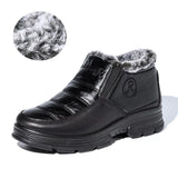 Flat Shoes Woman PU Leather snow boots women mom shoes women's winter shoes Female Casual winter boots soft Women's