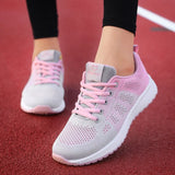 Casual Shoes Fashion Breathable Walking Mesh Lace Up Flat Shoes Sneakers Women 2020 Tenis Feminino Pink Black