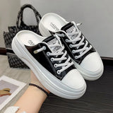 Semi-Slippers Women Wear Online Celebrity Ins Students' Korean Version In Spring 2024 With A Pair Of Breathable White