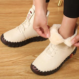 Fur Thick Boots Women's Short Leather Boots Ladies Furry Orthopedic Shoes Woman Winter Waterproof Snow Boot Botas