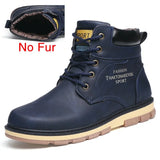 2022 Newest Autumn Winter Ankle Warm Boots Quality PU Leather Men Casual Working Shoes Vintage Style Lace Up Men