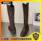 Spring And Autumn Thin Western Cowboy Boots Small White Pointed High Boots Little Knight Net Red Long Boot