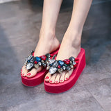 High Heel Women's Beach Holiday Sandals, Rhinestone Wild Non-slip Women's Shoes Rhinestone Shoes Women House
