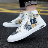 Autumn New Trend Men's Shoes Personality Graffiti High-Top Men's Shoes Leisure Four Seasons Student Sports