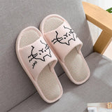 Home Slippers Indoor Soft Shoes Cartton Cat Female Slipper Linen Sole Plush Winter Woman House Cute Fashion