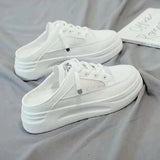 half slippers women's outer wear fashion 2021 new summer women's shoes mesh breathable white shoes Korean shoes
