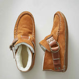 Ankle Boots Vintage Sewing Rivets Metal Buckle Ladies Leopard Women Retro Casual Soft Flock Female Plus Size Flat