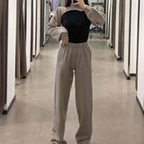 Irregular Short Pullovers Casual Lady Turtleneck Long Sleeve Loose Tops Autumn Sweatshirts