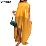 Women Party Dress Vintage Asymmetrical Maxi Long Dress 2022 VONDA Beach Holiday Summer Sundress Casual