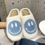 FUNKY 2021 Winter Women's Shoes New Purple Happy Face Decor Fluffy Faux Fur Smiley Shoes for Women House Female