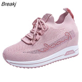 Heels Fashion Sneakers for Women Breathable Spring Platform Lace Up Fashion Causal Vulcanized Footwear Chunky Luxury