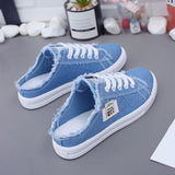 Breakj Shoes New Women's Spring Small White Shoes Flat Shoes Lazy Shoes One Foot Pedal Half A