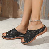 Breakj 2025 Summer New Simple Leisure Flowers Hollow PU With Women's Slopes And