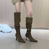 Breakj Boots More Than - Elastic Velvet High And Thin Boots Over The Knee Long Boots Female Tip Thick And French Elastic Boots Short