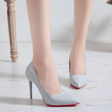 2021 Women High Heels Sexy Point Light Mouth High-heeled Shoes Sexy Red Bottom Single Shoes Women's Basic Work
