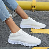 Sneakers Light Breathable 2021 Lace Up Flat Shoes Ladies Mesh Vulcanized Shoes Casual Comfort Female Footwear Plus