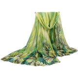 Women's Summer Orange Green Sunscreen Cape Print Scarf Thin Polyester Scarves Spring and Autumn Accessories