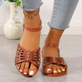 Flat-Soled Sandals Women's 2024 New Large-Size One-Word Buckle Beach