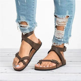 Breakj Summer Roman Sandals Flat-Soled Sandals Large-Size Women's Toe