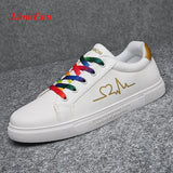 White Sneakers Women Flat Shoes Tennis Female Designer Leather Sport Shoes Woman Man 2021 Spring Unisex Large Size