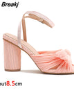 Dropship 2023 Summer Woman Sandals Super High Heel With Butterfly-knot Sweet Lady Office Woman Shoes Plus Size