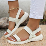 Breakj Summer New Casual Sandals Women Comfortable Flat Fish Mouth Manchcro Plus Size