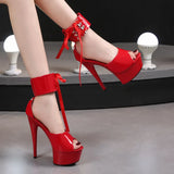 Breakj Model Shoes Fine Heel Sexy Black Waterproof Table 13Cm15cm Hate Sky High Heel Sandals Female
