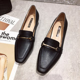 The Spring Of 2024, The New Korean Version Of Square-Headed Metal Thick Heels With One Foot Set And Single Shoes, Women's Beans Casual